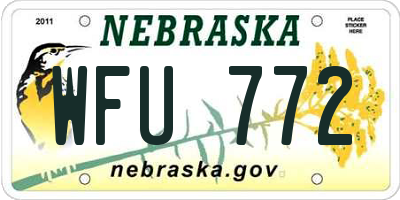 NE license plate WFU772