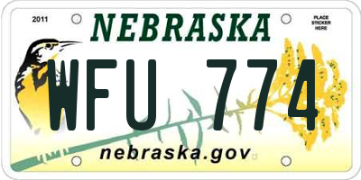 NE license plate WFU774