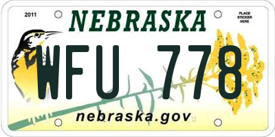 NE license plate WFU778