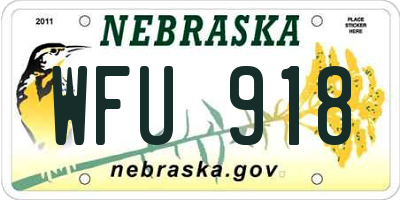 NE license plate WFU918