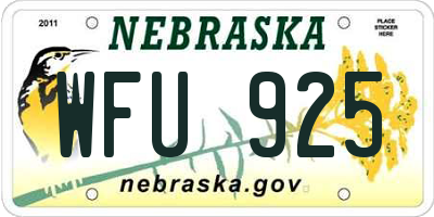 NE license plate WFU925