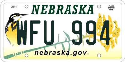 NE license plate WFU994