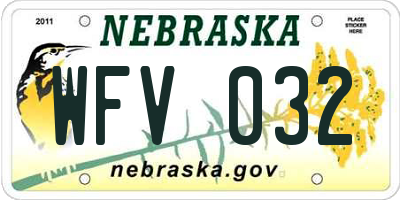 NE license plate WFV032