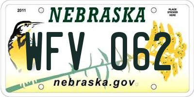 NE license plate WFV062