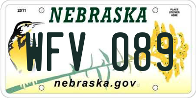NE license plate WFV089