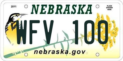 NE license plate WFV100