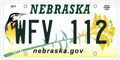 NE license plate WFV112