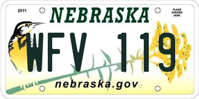 NE license plate WFV119