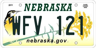 NE license plate WFV121