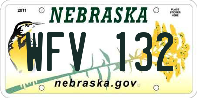 NE license plate WFV132