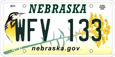 NE license plate WFV133