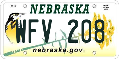 NE license plate WFV208