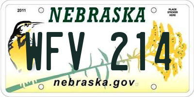NE license plate WFV214