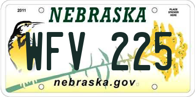 NE license plate WFV225