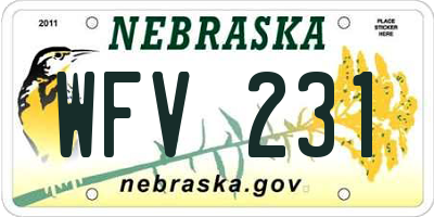 NE license plate WFV231