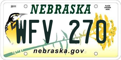 NE license plate WFV270