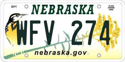NE license plate WFV274