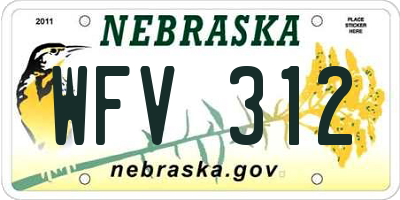 NE license plate WFV312