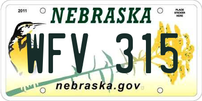 NE license plate WFV315