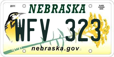 NE license plate WFV323