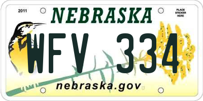 NE license plate WFV334