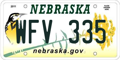 NE license plate WFV335