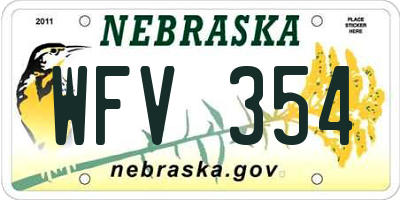 NE license plate WFV354