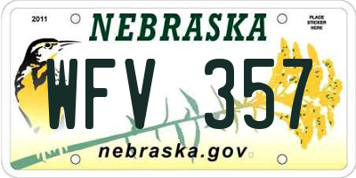 NE license plate WFV357