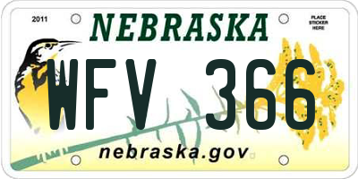 NE license plate WFV366