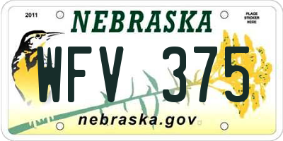 NE license plate WFV375
