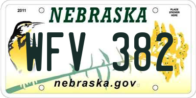 NE license plate WFV382