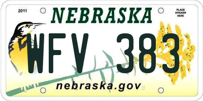 NE license plate WFV383