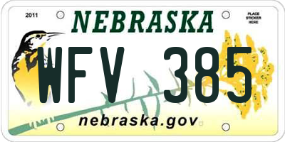 NE license plate WFV385