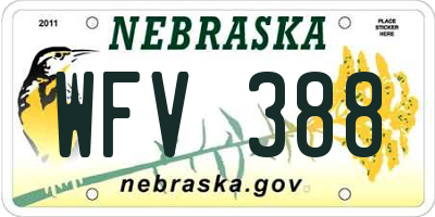 NE license plate WFV388