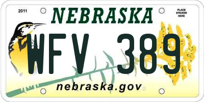 NE license plate WFV389