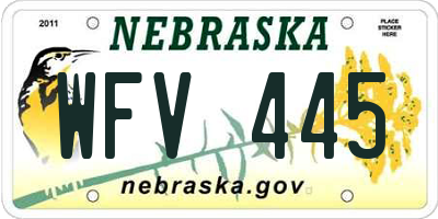 NE license plate WFV445