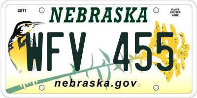 NE license plate WFV455