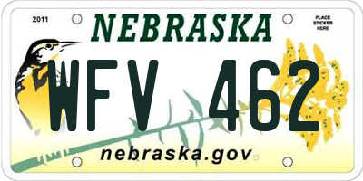 NE license plate WFV462