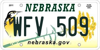 NE license plate WFV509