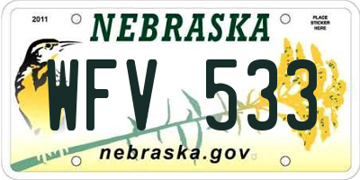 NE license plate WFV533