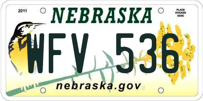 NE license plate WFV536