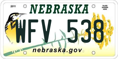 NE license plate WFV538