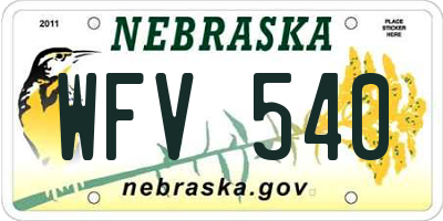 NE license plate WFV540
