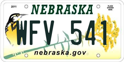 NE license plate WFV541