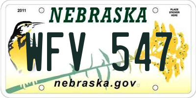 NE license plate WFV547