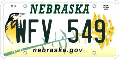 NE license plate WFV549