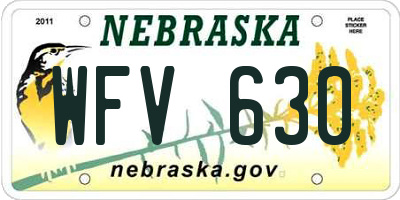 NE license plate WFV630