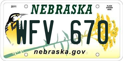 NE license plate WFV670