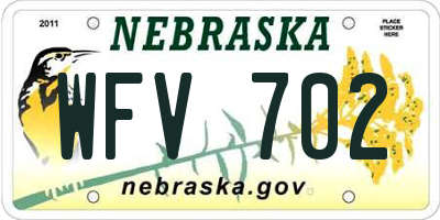 NE license plate WFV702