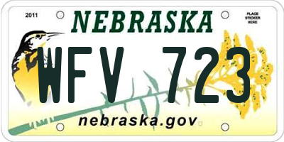 NE license plate WFV723